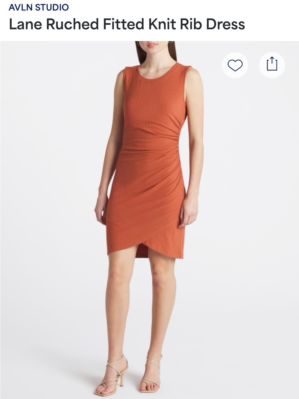 Sleeveless Rust Ruched Midi Dress - Picture 5 of 10